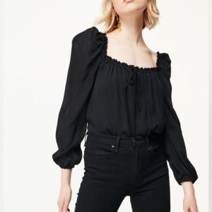 Cami NYC Dolly Silk Puff Longsleeve Bodysuit Black